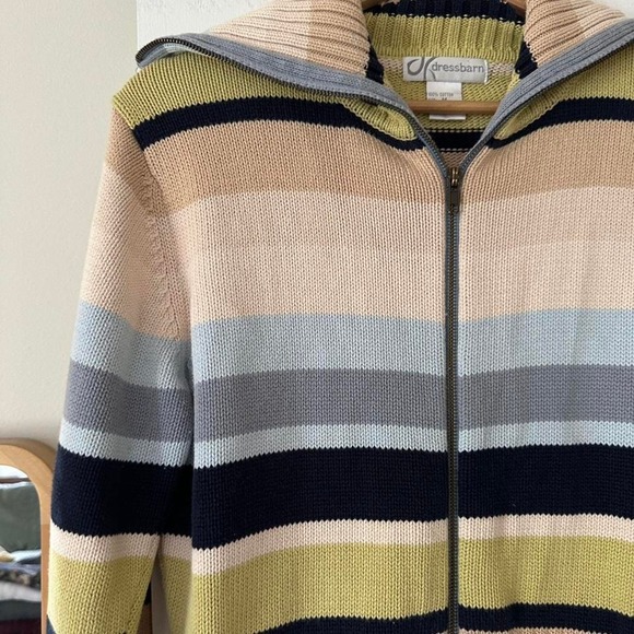 Vintage Cotton Striped Zip Up Sweater - Picture 4 of 4